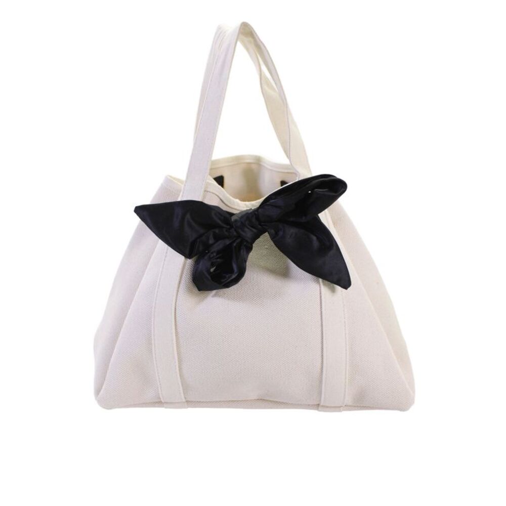 Jennifer Miller Womens Bow Front Tote Shoulder Handbag White Black